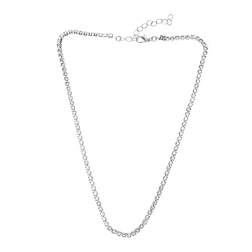 SAFIGLE Rhinestone Halskette für Damen Leichte Silberfarbene Clavicle Chain mit Funkelnden Kristallen Modischer Schmuck für Mädchen und Frauen Eleganter Halsschmuck zu Verschiedenen von SAFIGLE