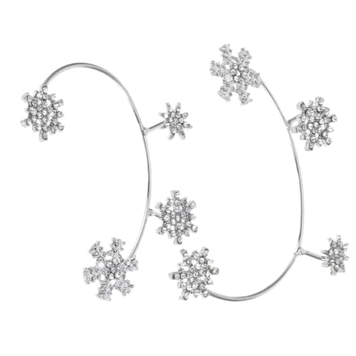 SAFIGLE Rhinestone Schneeflocken Ohrmanschetten Clip Ohrhaken Manschette mit Funkelnden Kristallen Eleganter Ohrschmuck für Damen kein Piercing Tragbar Vielseitig Kombinierbar von SAFIGLE