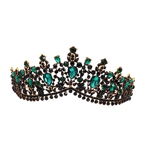 SAFIGLE Rhinestone Tiara Krone Damen Hochzeitsschmuck mit Grünem Vintage Bridal Tiara für Braut und Brautjungfer Leicht Rostfrei Eleganter Haarschmuck für Festliche Anlässe von SAFIGLE