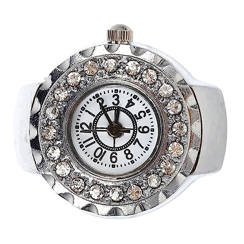 SAFIGLE Ringuhr Digitaluhren Für Damen Moderinge Für Herren Uhrenring Uhr Mit Elastischem Ring Herrenarmbanduhren Glänzender Fingerring Strass Fräulein Rostfreier Stahl Kleine Uhr Diamant von SAFIGLE