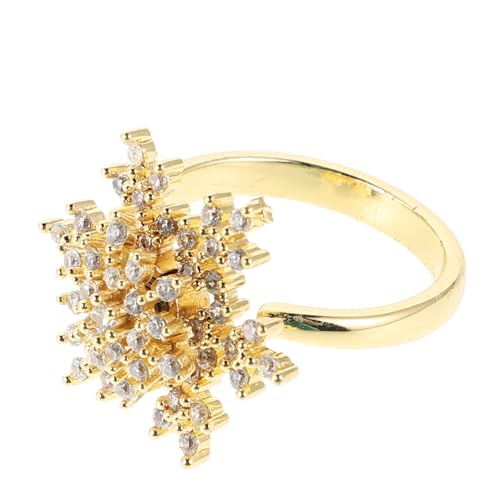 SAFIGLE Schneeflockenringe Für Damen Offener Ring Mit Zirkonia Und Micropavé-diamanten Verstellbare Größe Drehbare Struktur Für Hochzeiten Partys Und Alltag von SAFIGLE