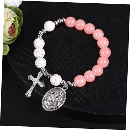 SAFIGLE Rosar Perlenarmband mit Kreuzanhänger Damen Schmuck Leichtes Langlebiges Rosenkranz Armband Religiöses Accessoire für Frauen Teenager Freundin für Alltag und von SAFIGLE