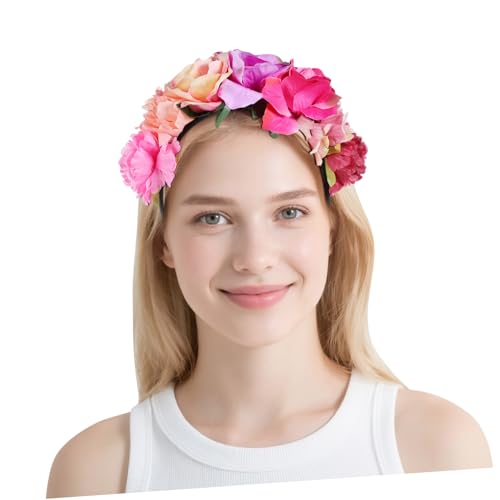SAFIGLE Rosen Blumen Haarreif aus Polyester Bequemes Glattes Stirnband für Halloween Kostüme Partys und Festivals Modisches Haarschmuck Accessoire in Rosa Violett für und Fotoshootings von SAFIGLE