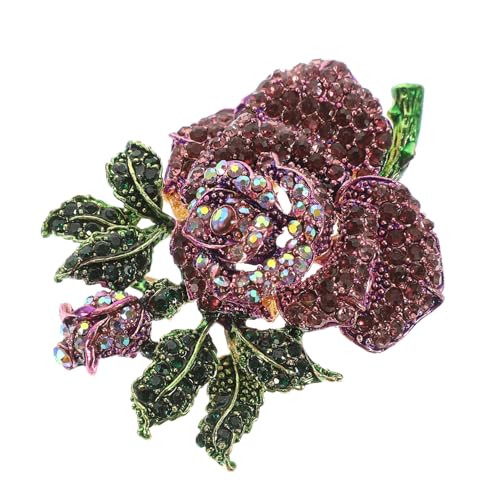 SAFIGLE Rosen-anstecknadel Rosenbrosche Broschendekor Rosenblütenbrosche Modeschmuck Für Damen Broschennadel Anzug-dekorationsnadel Violett Revers Partei-emblem Fräulein von SAFIGLE