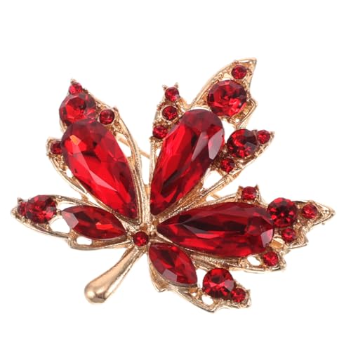 SAFIGLE Rote Ahornblatt Brosche Damen Filigrane Herbst Blatt Anstecknadel mit Strass Eleganter Schmuck für Büro Thanksgiving und Party Stilvolle Herbst Winteraccessoire von SAFIGLE
