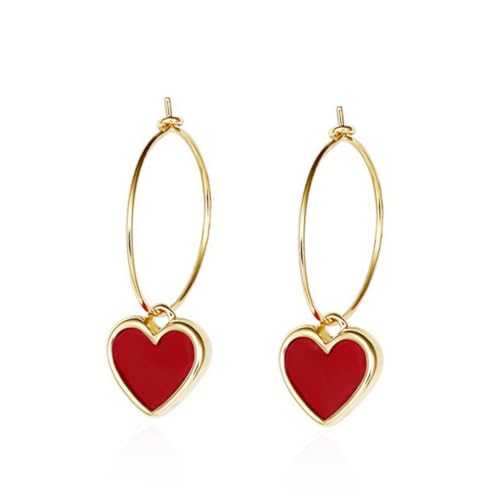 SAFIGLE Rote Herz Ohrringe Damen Ohrhänger Kreisform Elegant Einfach Modisch Alltag Party Schmuck SAFIGLE Rote Herz Ohrringe Damen Ohrhänger Kreisform Elegant Einfach Modisch Alltag Party Schmuck von SAFIGLE