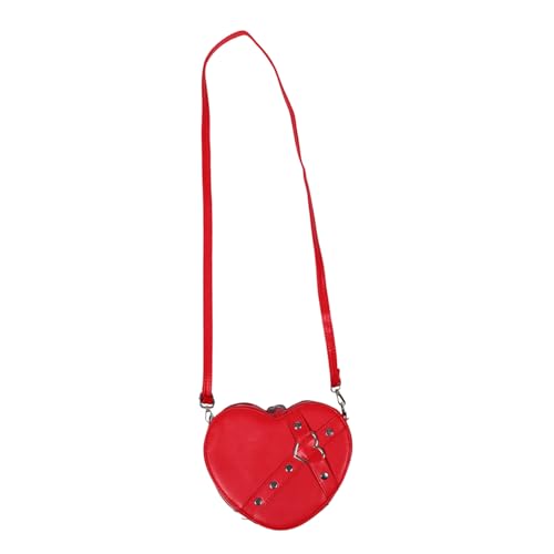 SAFIGLE Rote Herzförmige Umhängetasche Damen Verstellbar Leicht Zipper Crossbody Bag Kleine Dekorative Schultertasche Für Alltag Party Essentials von SAFIGLE