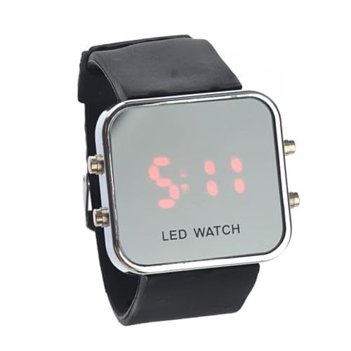 SAFIGLE LED Spiegeluhr Unisex Digital Armbanduhr mit Roter LED Verstellbarem Silikonarmband und Datumsanzeige Modisches Design für und Frauen von SAFIGLE