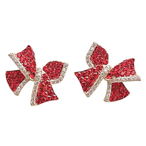 SAFIGLE Rote Schleifen Ohrstecker Damen Ohrringe mit Strass Schmuck Mädchen Ohrschmuck Modisch Langlebig Vielseitig für Party Festival Alltagslook von SAFIGLE