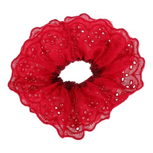 SAFIGLE Rote Spitzen Haargummis mit Doppelter Spitze Elastische Oversize Haarschleifen für Damen und Mädchen Fester Modisches Haarschmuck Accessoire für Pferdeschwanz und von SAFIGLE