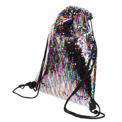 SAFIGLE Rucksack Mit Kordelzug Netztaschen Pailletten Schwimmtasche Für Draußen Aufbewahrungstasche Sporttasche Leicht Und Robust von SAFIGLE