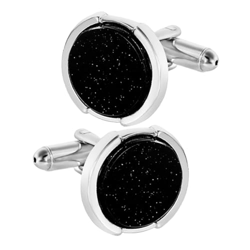 SAFIGLE Herren Umschlagmanschetten Für Hemden Glieder Manschettenknöpfe Aus Legierung Runde Schwarze Knöpfe Für Herrenhemden Mit Umschlagmanschetten von SAFIGLE