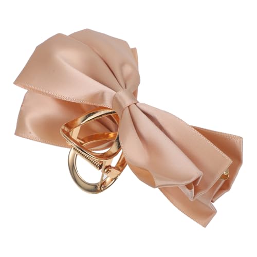 SAFIGLE Satinbogenhaarclip Haarschmuck für Damen süße Haarklammern Bogenkrallenclips seidig Zubehör Schmetterlingskrallenclip Haarkrallen Klauenklammern Legierung Khaki von SAFIGLE