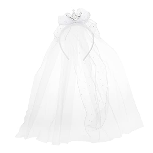 SAFIGLE Schleier Braut Kopfschmuck Kristall-Haarschmuck seidenband bändchen Hochzeitskleid weiß Haarschmuck für die Hochzeit Kopfschmuck für Blumenmädchen Party-Kopfschmuck Pailletten Kind von SAFIGLE