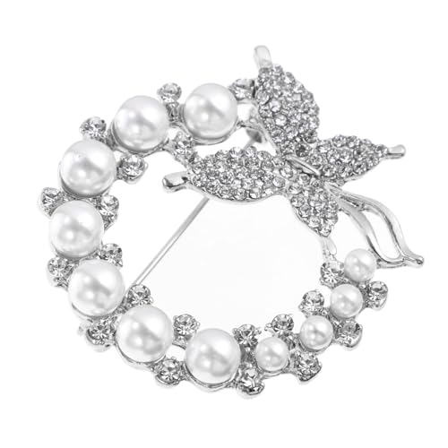 SAFIGLE Schmetterling Brosche mit Strass und Perle Silberfarbene Anstecknadel Modische Corsage für Damen Leichtes Legierungsdesign Geeignet für Kleidung Taschen Schals und Hüte von SAFIGLE