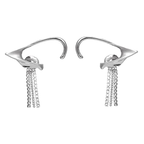 SAFIGLE Schmetterlings Ohrringe Ohrclips Damen Ohrklemmen Ohr Manschetten mit Strass Silber Glänzend Ohr Accessoires für Frauen Geburtstag Valentinstag von SAFIGLE