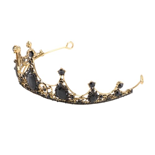 SAFIGLE Schwarze Barock Tiara Leichte Formstabile Brautkrone mit Funkelnden Strasssteinen Eleganter Kopfschmuck für Hochzeit Festzug Party und Besondere Anlässe von SAFIGLE