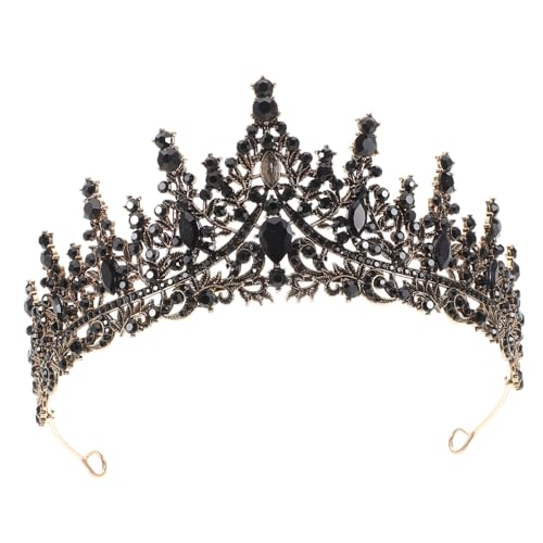 SAFIGLE Schwarze Strasskrone Blau Für Frauen Brautjungfer Geburtstags Tiara Geburtstagsdekorationen Braut Strass Halskette Brautkopfschmuck Braut Stirnband Und Schleier von SAFIGLE