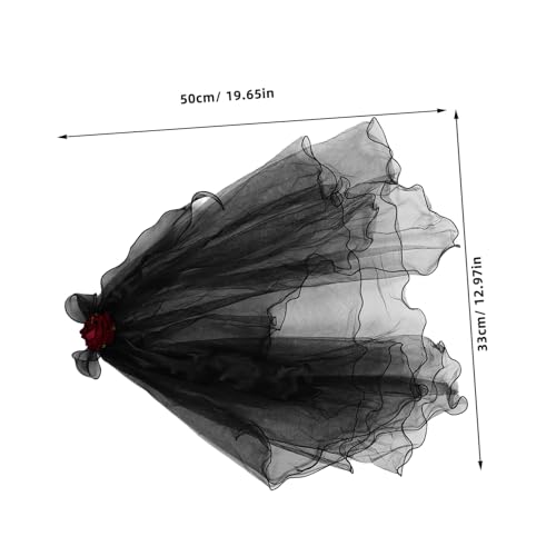 SAFIGLE Schwarzer Geisterschleier Für Halloween Brautschleier Mit Roten Rosen Verkleidungsschleier Für Frauen Gothic-stirnband Für Party Und Kostüm von SAFIGLE