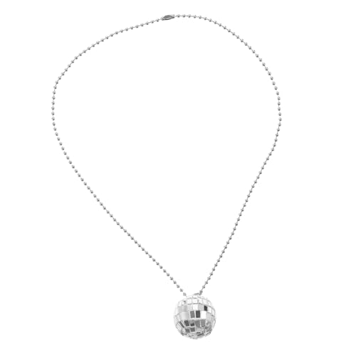 SAFIGLE Shinny Disco Ball Halskette mit Kreativem Spiegelkugel Design Party Schmuckaccessoire für Stylische Disco Deko Auffällige Leuchtkette für Club Festival und Nachtleben von SAFIGLE