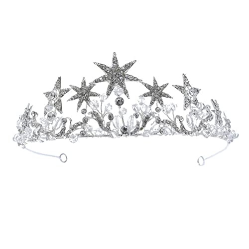 SAFIGLE Silberne Strasskrone mit Sternmotiv Braut Tiara Haarschmuck für Frauen Verstellbar und Komfortabel für Hochzeit Geburtstag und Besondere Anlässe Langlebiges Material Funkelnder von SAFIGLE