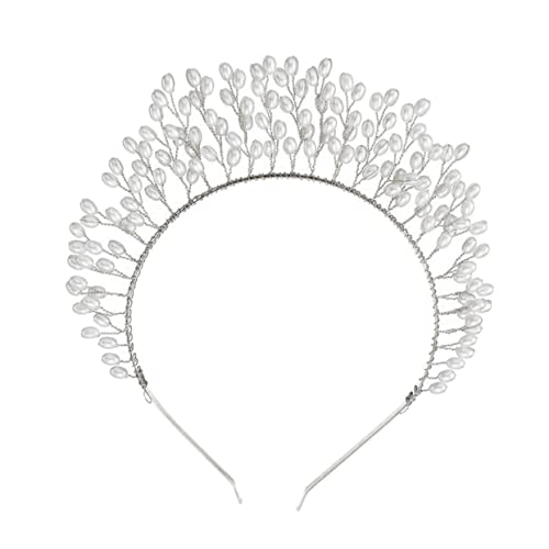 SAFIGLE Silbernes Haarschmuck Stirnband mit Übergroßen Kunstperlen Design Leichtes Braut Haarband Modisches Party Accessoire für Damen Geeignet für Hochzeit und Festliche Anlässe von SAFIGLE