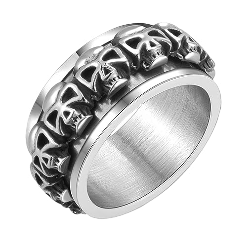 SAFIGLE Skull Drehbar Retro Gothic Schmuck Stylischer Halloween Accessoire für und Punk für Mottopartys und Clubs von SAFIGLE