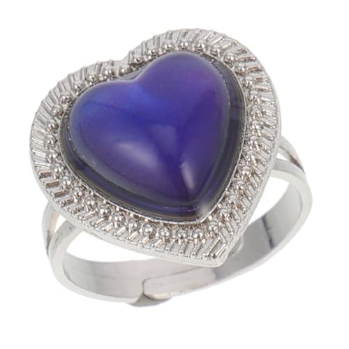 SAFIGLE Stimmungsring Herzring Farbwechselring Verstellbar Legierung für Frauen Temperaturring Schmuck mit Einzigartigem Design zur Anzeige von Emotionen SAFIGLE Stimmungsring Herzring Farbwechselring Verstellbar Legierung für Frauen Temperaturring Schmuck mit Einzigartigem Design zur Anzeige von Emotionen von SAFIGLE