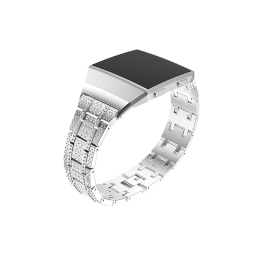 SAFIGLE Smartwatch Armband mit Verstellbarem Diamantdesign Ersatzarmband für Herren und Damen Stilvolles und Elegantes Uhrenarmband Silber Geeignet für Fitbit von SAFIGLE