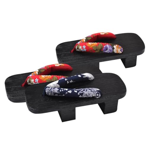 SAFIGLE Sommerliche Plattform Sandalen Holzclogs Unisex Casual Pantoletten mit Zweizinkigem Design Weiß Blau Blumenmuster Schwarz Holzsohle für Fußumfang von SAFIGLE