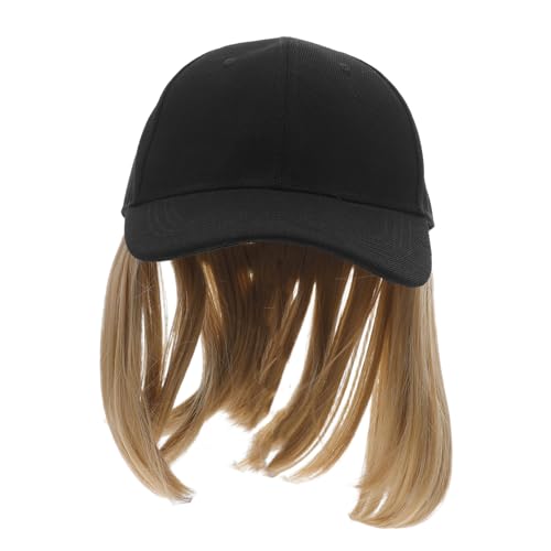 SAFIGLE Sonnenhut gerade Perücken Hüte Mützen Perückenkappe Hut mit Haaren befestigt fokuhila perücker the wig hat wig Haarschmuck für Frauen gerader Perückenhut Hochtemperaturdraht Yellow von SAFIGLE