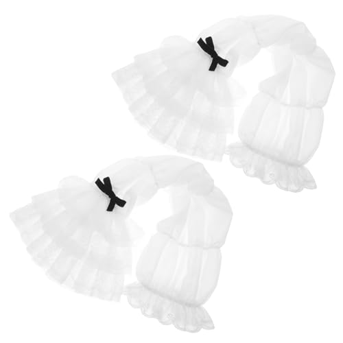 SAFIGLE Spitzenärmel Spitzenarmärmel Überzug Braut Spitzenhandschuhe Damen Fingerlose Handschuhe Brautärmel Lolita Falsche Ärmel Damen Spitzenhandschuhe Lagen Fingerlose Handschuhe Stoff von SAFIGLE