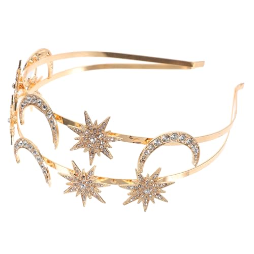 SAFIGLE Stern und Mond Kopfschmuck Doppellagiger Haarschmuck mit Eleganten Verzierungen Vielseitig Haarband oder Hochzeitskrone Nutzbar für Partys und Besondere Anlässe von SAFIGLE