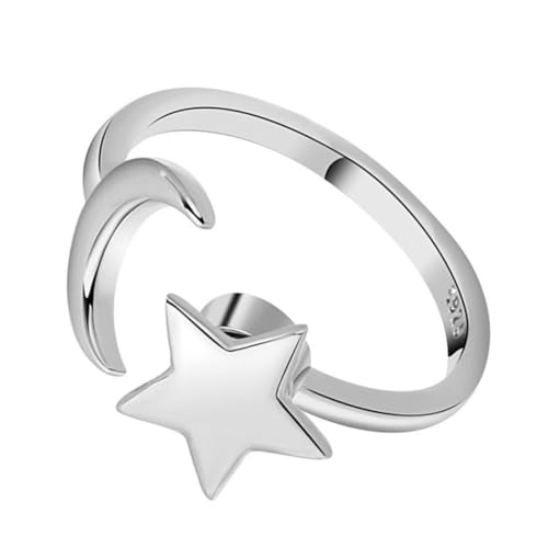SAFIGLE Rotierender Stern-mond Ring Verstellbarer Damen Finger Ring Für Hochzeiten Partys Und Geschenke Kreatives Design Für Gute Stimmung von SAFIGLE