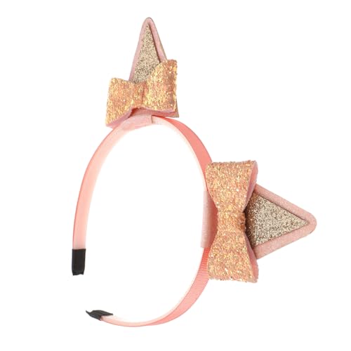 SAFIGLE Stirnband Geburtstag Haarschmuck Katzen Katzenohr Party Mädchen Paillettenohren Blau Schleife LED Hallo Niedlich Haarband Metall Rosa von SAFIGLE