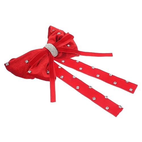 SAFIGLE Strassbughaarclip Haarschleifen Bögen Haarspangen Mit Strass Bogen Haarschmuck Dekorative Haarspange Ribbon Bow Hair Clip Bugknoten Haarnadel Haarspangen Für Frauen Stoff Rot von SAFIGLE