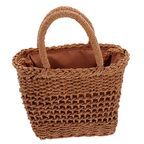 SAFIGLE Strohtasche Damen Umhängetasche mit Kordelzug Geflochtene Basttasche Strandtasche für Sommerurlaub Freizeit Beach Bag Schultertasche Modisch Leicht Tragbar von SAFIGLE