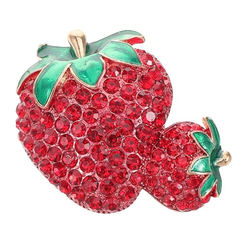 SAFIGLE Stylische Erdbeer Brosche Strasssteinen Vielseitige Anstecknadel für Kleidung Taschen und Hüte Dekoration für Partys und Freizeitoutfits von SAFIGLE