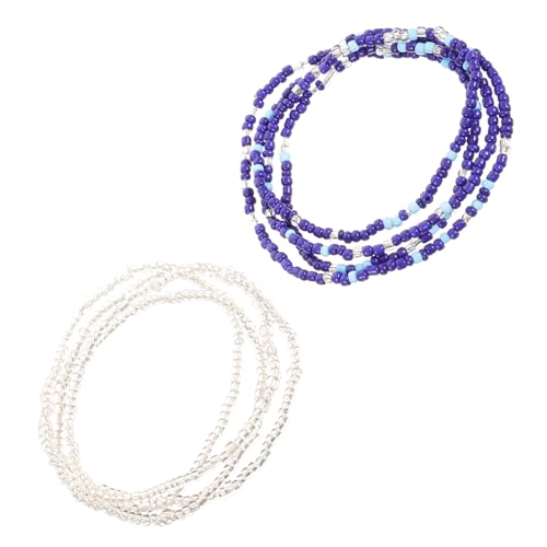 SAFIGLE Perlen-taillenkette Aus Glas Bauch-taillenkette Mit Glasperlen Taillenkette Schmuck Für Damen Dunkelblaues Farbschema-set Bikini-schmuck Leicht Und Langlebig von SAFIGLE