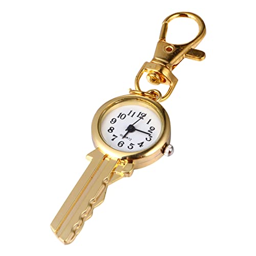 SAFIGLE Pocket Watch Keychain Goldene Schlüsselform Quartz-Uhr Als Anhänger Für Taschen Und Schlüsselbund Vintage-Stil Für Männer Und Frauen von SAFIGLE