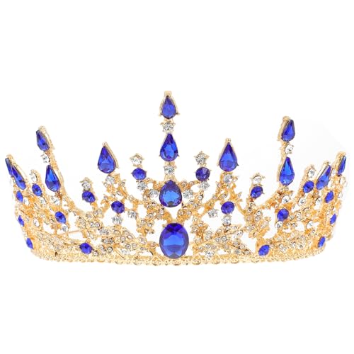 SAFIGLE Tiara Kopfbedeckung für Braut Diademe für Frauen Junggesellin Schleier Braut Die Kronen hochzeit kopfschmuck Party-Kopfbedeckung Geburtstagskopfbedeckung Strasssteine Blau von SAFIGLE