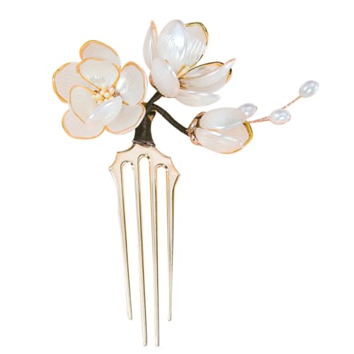 SAFIGLE Traditioneller Hanfu Haarkamm mit Lotusblumen Design Handgefertigter Haarclip für Hochzeitsfrisuren und Kulturelle Anlässe Asiatisches Haaraccessoire für Damen von SAFIGLE