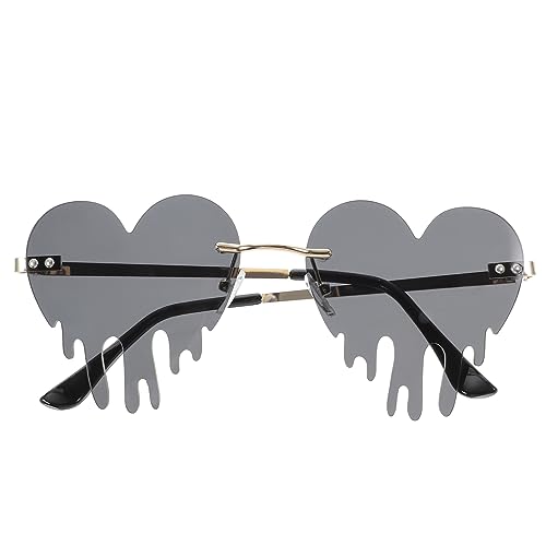 SAFIGLE Tränen Lustige Brille Lustige Brille Festival Accessoires Für Frauen Coole Brille Für Teenager Rahmenlose Sonnenbrille Herz Sonnenbrille Party Sonnenbrille Für Erwachsene von SAFIGLE