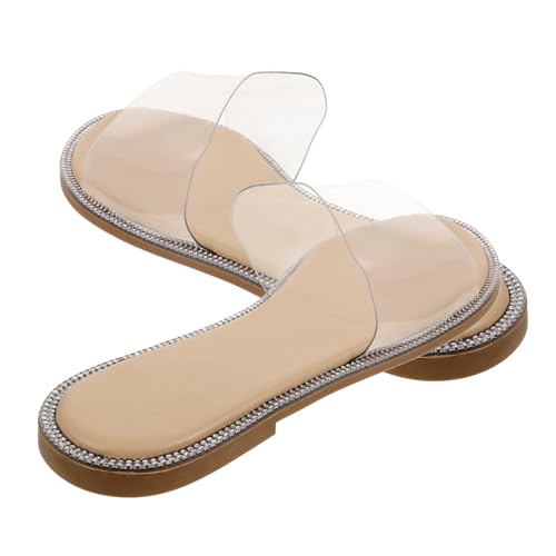 SAFIGLE Transparente Damen Sandalen Flach Rutschfest Outdoor Beach Schuhe Sommer Pantoletten Strand Pool Modisch Atmungsaktiv von SAFIGLE