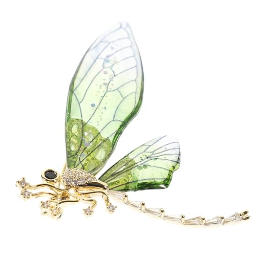 SAFIGLE Transparente Dragonfly Brosche Gold Grün Flügel Insekten Anstecknadel für Pullover Mantel Hut Damen Kleidung Accessoire von SAFIGLE