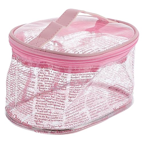 SAFIGLE Transparente Kosmetiktasche mit Zeitungsdesign Makeup Organizer und Verschleißfest für Reisen Geschäftsausflüge und Freizeitaktivitäten PVC von SAFIGLE