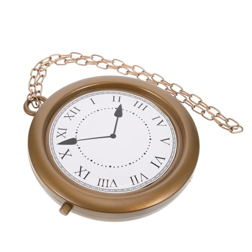 SAFIGLE Uhr Halskette Gold Retro Große Cosplay Uhrkette für Herren Kostümzubehör für Halloween Party Weißes Kaninchen Hip Hop Leichtes Spielzeug Uhr Anhänger Partydekoration von SAFIGLE