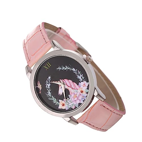 SAFIGLE Studentenuhr kinderuhren Armbanduhr Kinder Uhrarmband Uhrenarmbänder aus Leder für Damen Damenuhr Uhr mit Lederarmband Uhr mit Einhornmuster Gürtel Quarzuhren Gurt Anschauen Rosa von SAFIGLE