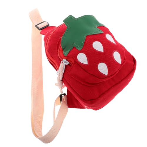 SAFIGLE Umhängetasche Erdbeere Klein aus Canvas Verstellbarer Schultergurt Niedliches Prinzessin Cartoon Design Leicht und Geräumig Robust für Schule Reisen und Freizeit Geeignet von SAFIGLE