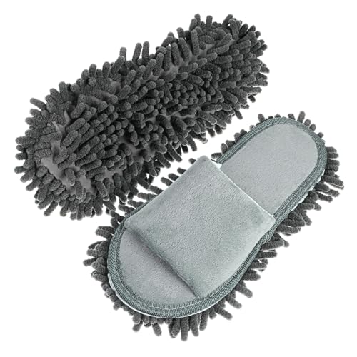 SAFIGLE Unisex Chenille Mop Slippers Waschbare Wischpantoffeln Rutschfest Für Fliesen Vinyl Böden Offene Zehen Komfortable Hauspantoffeln von SAFIGLE